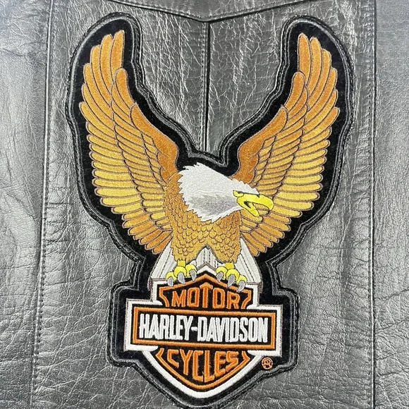 HARLEY-DAVIDSON American Top Genuine Leather Vest Size 36 Black Motorcycle Biker - Picture 9 of 14